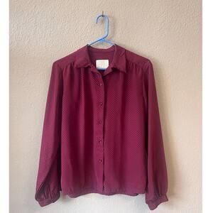 Vintage 80s red maroon Country Sophisticates button down blouse size 14